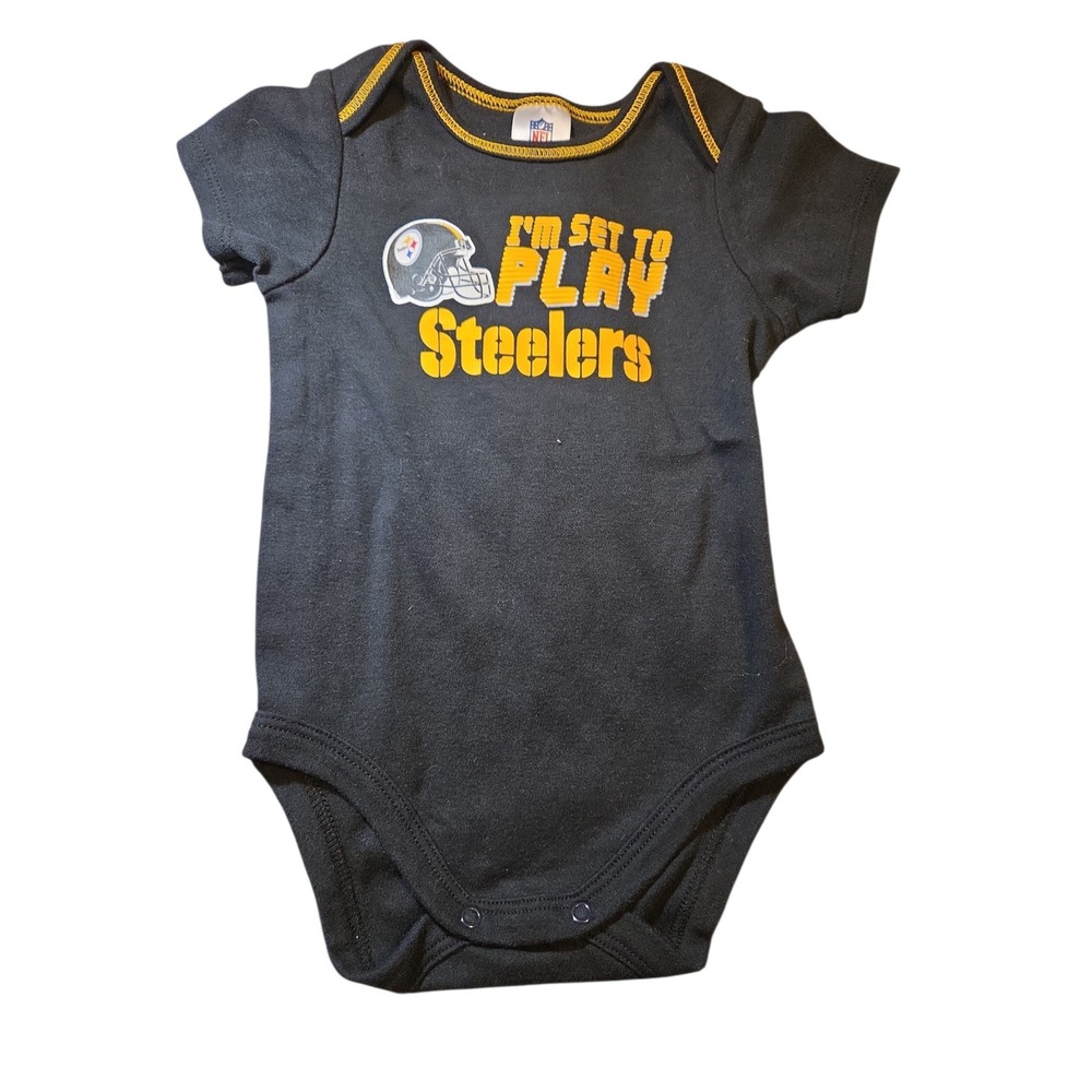 NFL Team Apparel Gerber Pittsburgh Steelers Baby Bodysuit Black 3-6 Months